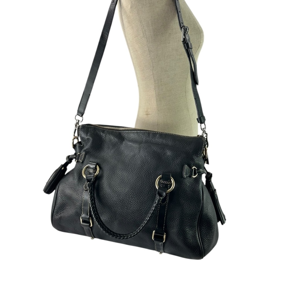 Genuine Dooney & Bourke Women's Black Leather Sorrento Satchel Bag Shoulder - Picture 3 of 13